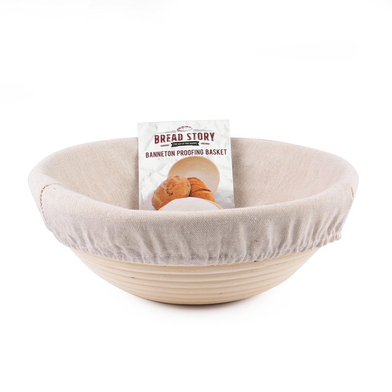 Bread Story Round Banneton Bread Proofing Basket Set â€“ Handmade Rattan Brotform Dough Bowl with Cloth Liner, Sourdough Tools & Baking Supplies for Home Bakers â€“ Baking Kit, 8.5 Inch - Image 1